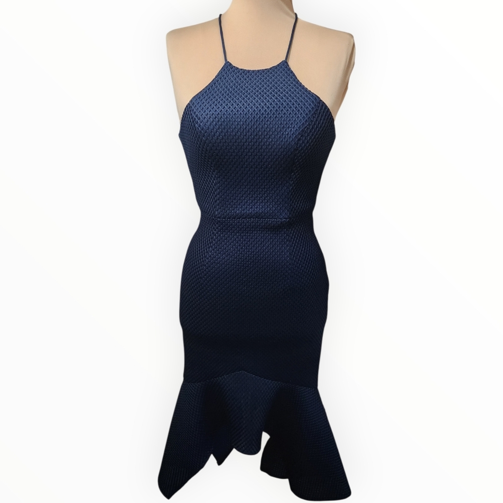 BARIANO Katerine Textured Handkerchief Hem Cocktail Dress - Picture 3 of 14